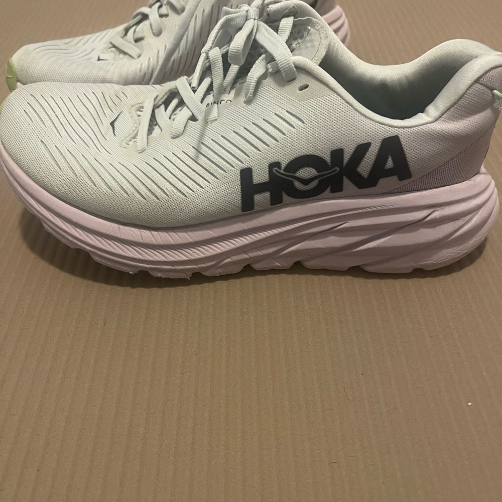 Hoka gray and lavender Rincon 3